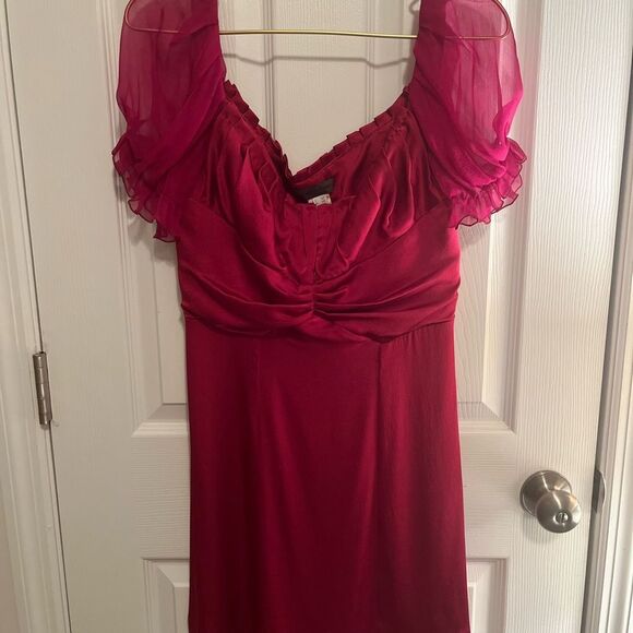Alberta Ferretti *Raspberry* Puff Sleeve Midi Dress - Picture 3 of 12